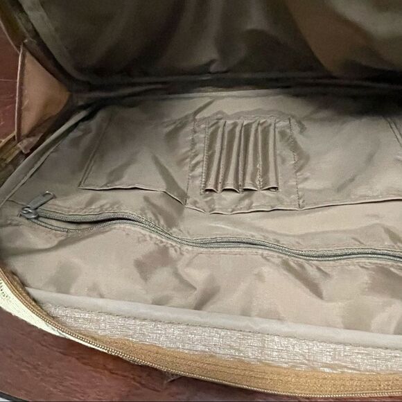 Vintage Verdi Tapestry Carryon Messenger Laptop Bag Cream Brown and Green Floral - Picture 14 of 16